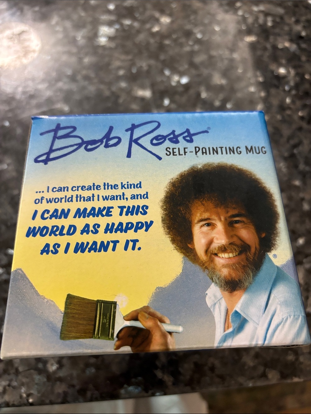 Bob Ross Self-Painting Mug — Blue and Yellow